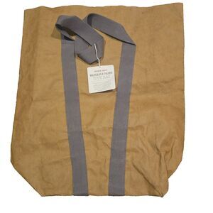 Trader Joe's Brown Washable Paper Tote Bag Gray Straps Reusable NWT Marks